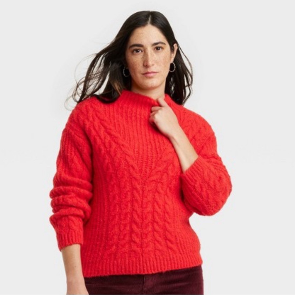 Universal Thread Red Cable Knit Sweater, size medium